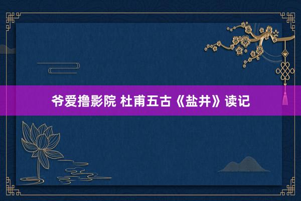 爷爱撸影院 杜甫五古《盐井》读记