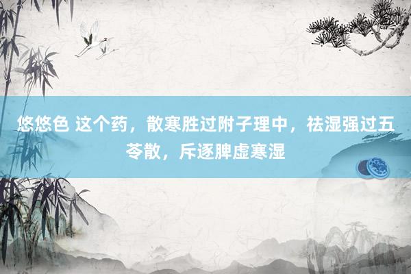 悠悠色 这个药，散寒胜过附子理中，祛湿强过五苓散，斥逐脾虚寒湿